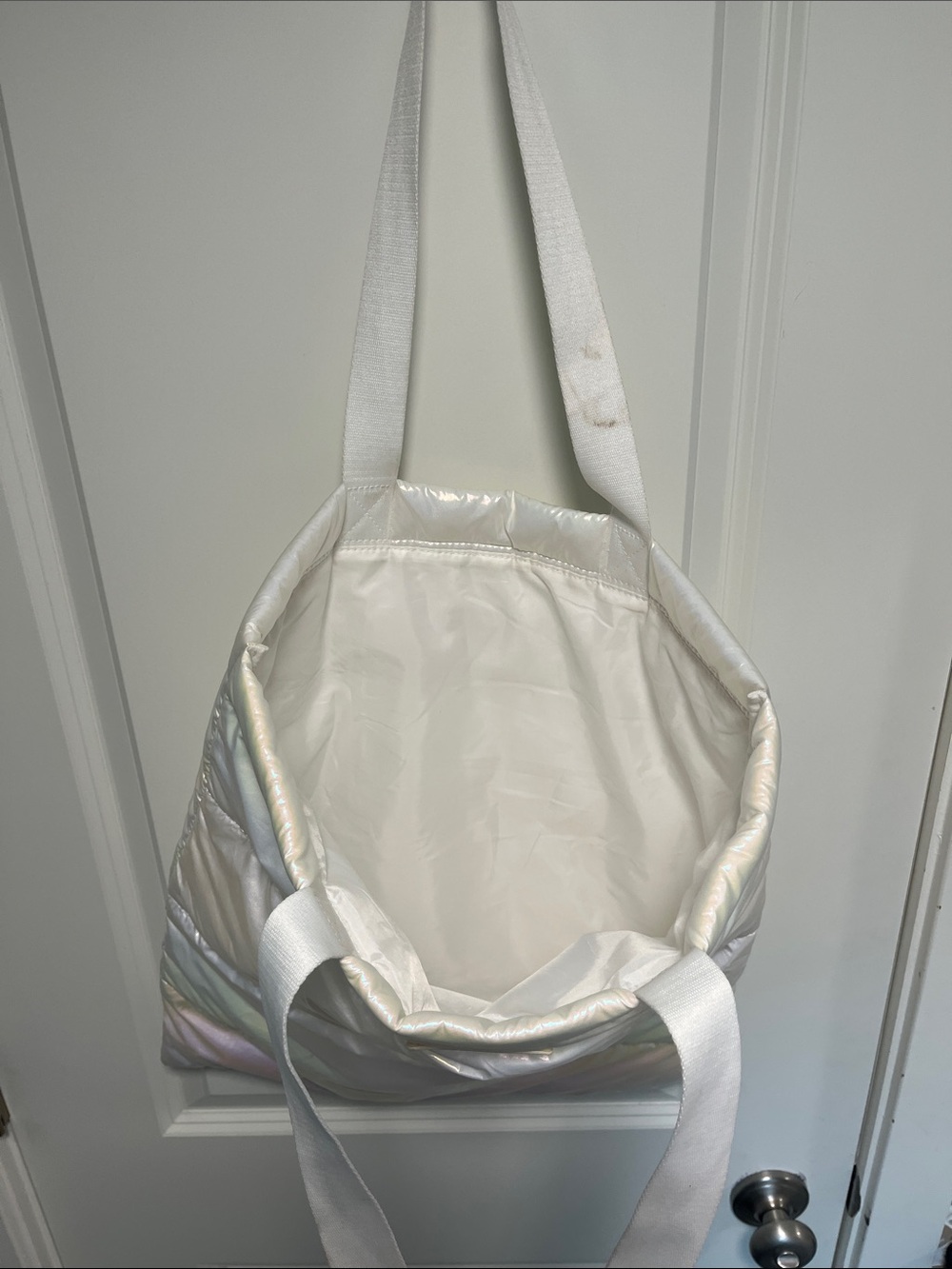 Iridescent Puffer Tote Bag - White - Picture 2 of 5